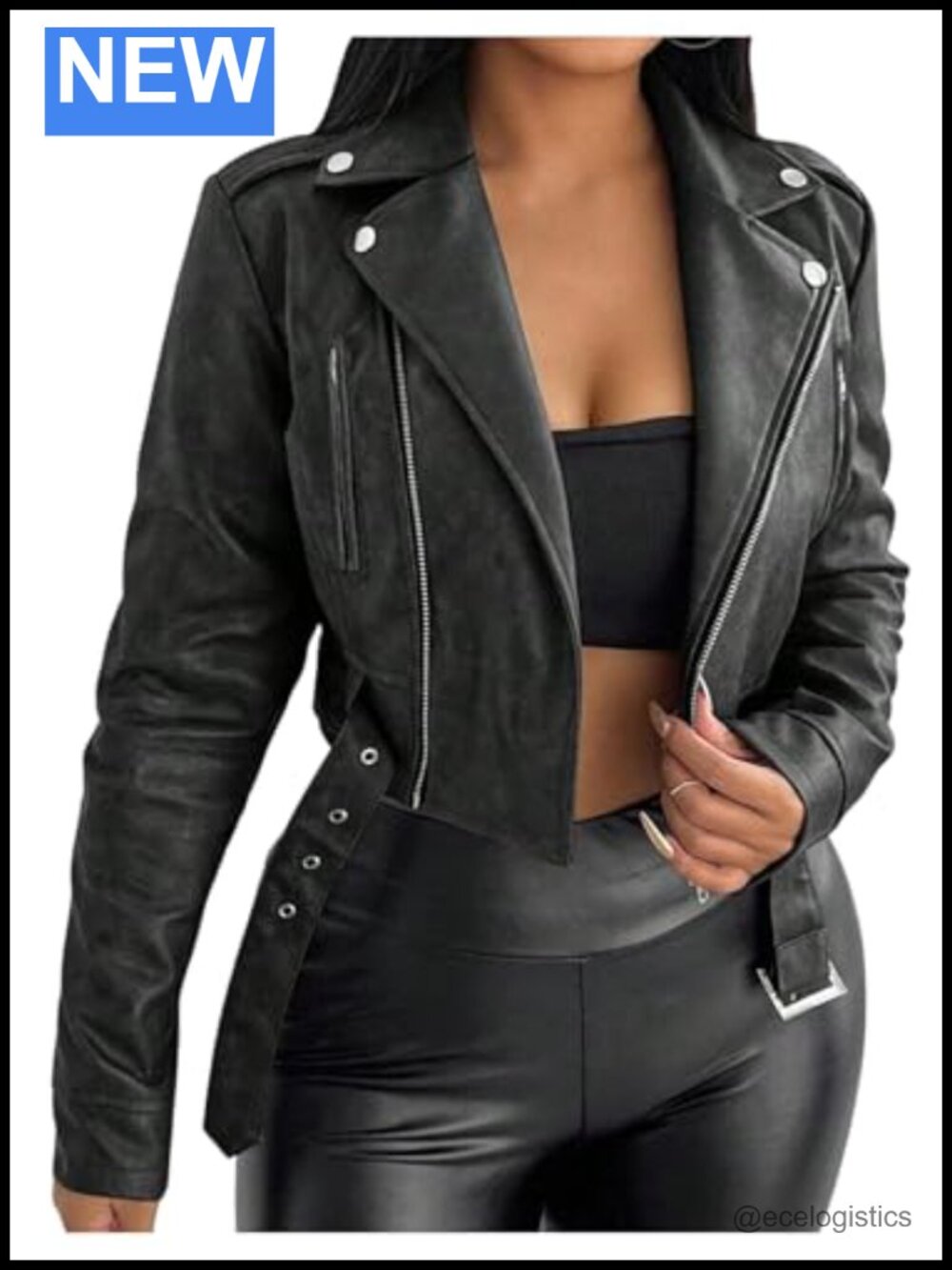 Faux Leather Cropped Bomber Jacket Motorcycle Streetwear Women